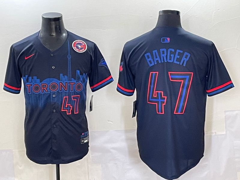Men 2025 Toronto Blue Jays 47 Barger Black Joint Name Nike MLB Jersey style 6